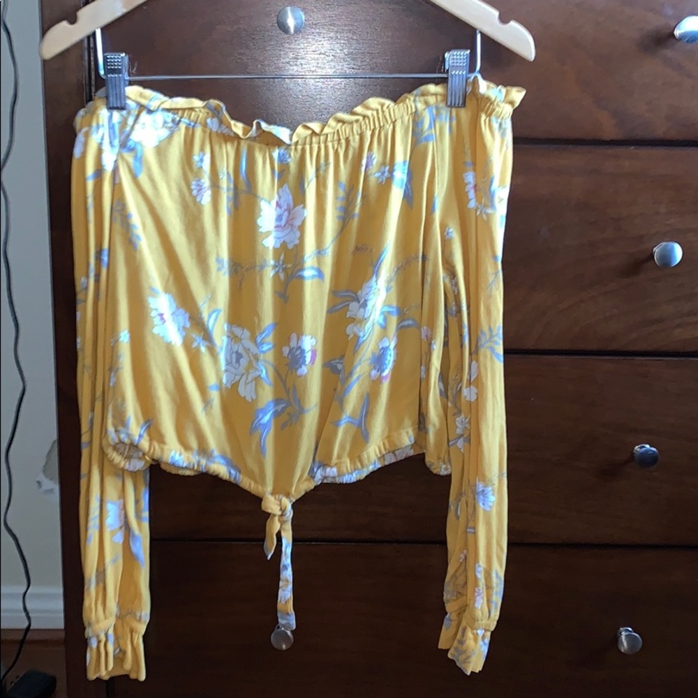 yellow floral off the shoulder top